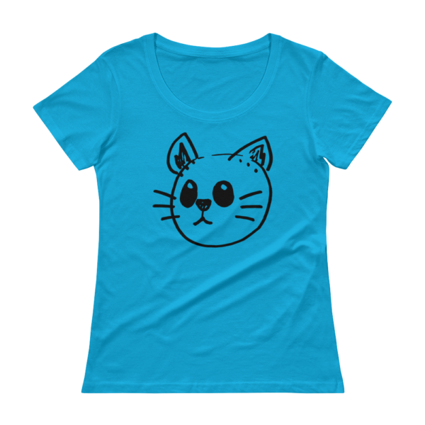 blue cat face t-shirt