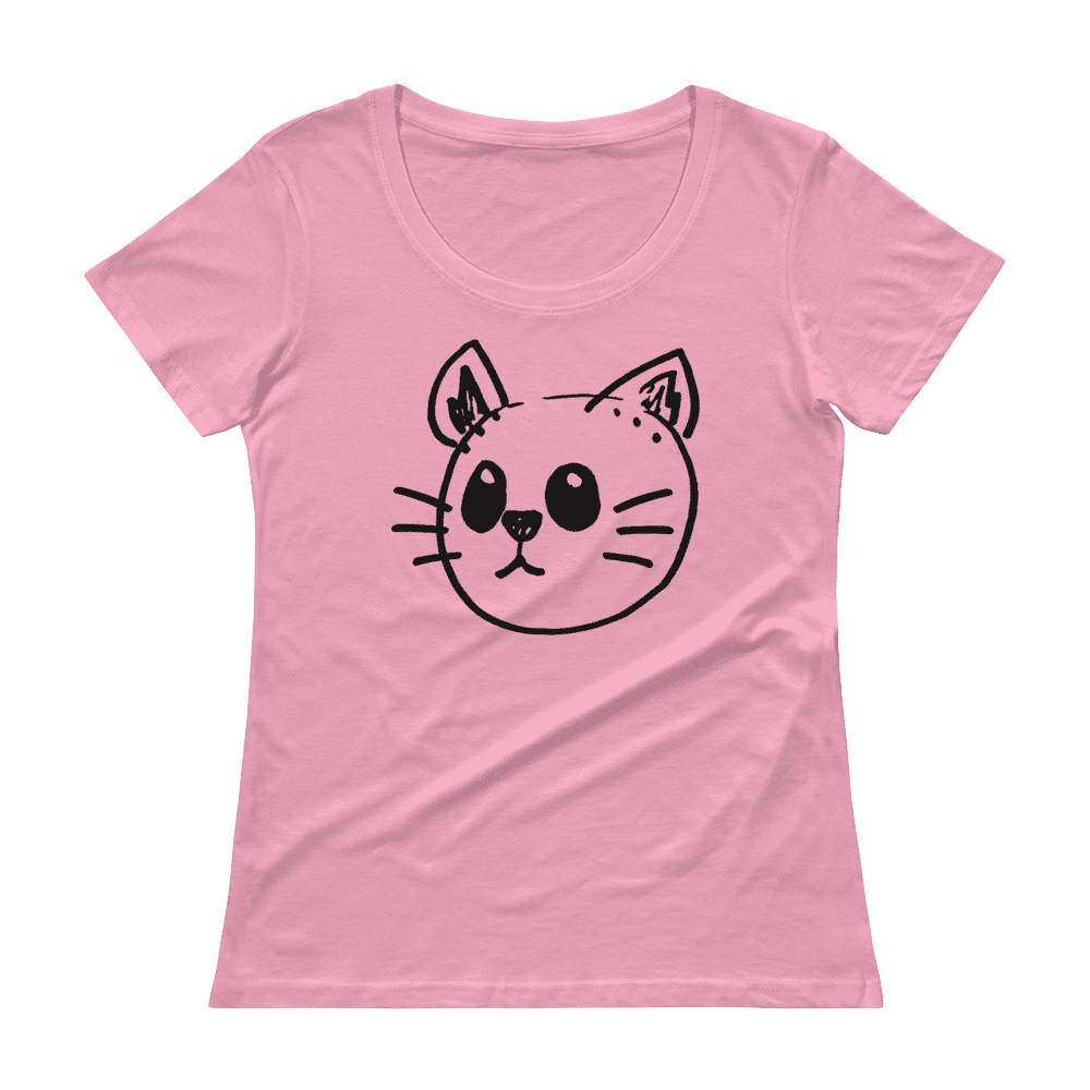 Cute cat-face ladies scoopneck t-shirt