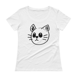 White cat face t-shirt