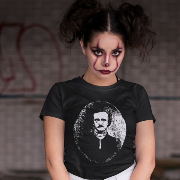 model wearing the Edgar Allan Poe T-shirt