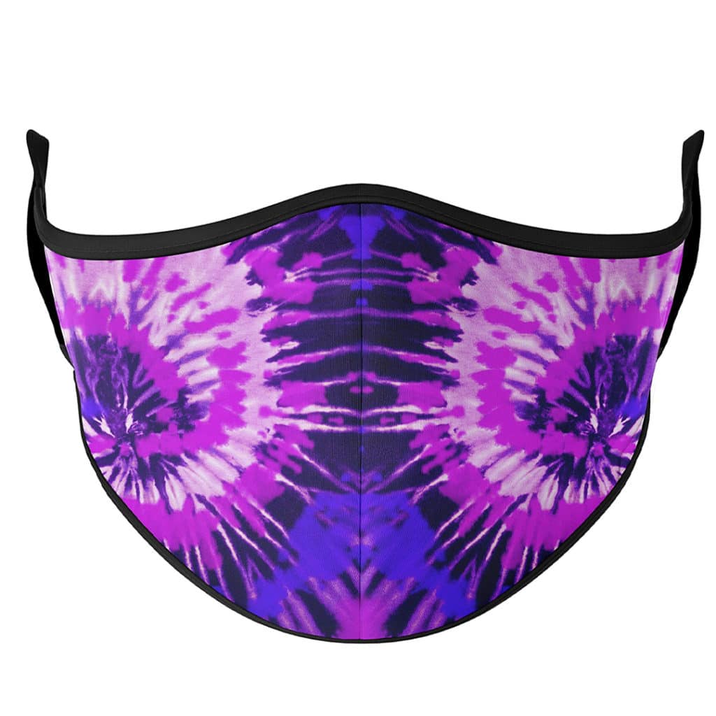 stretchy purple tie dye face mask