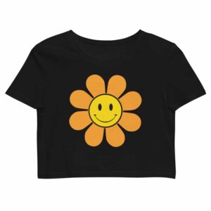 Orange Retro Flower Organic Crop Top