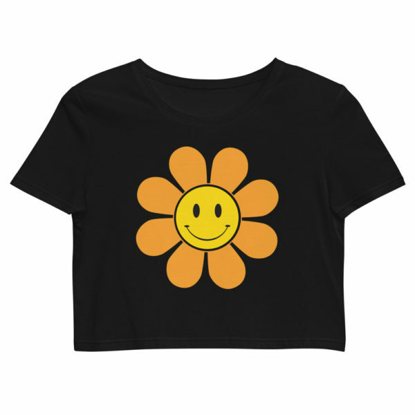 Orange Retro Flower Organic Crop Top