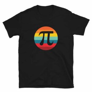 black retro sunset pi day t-shirt