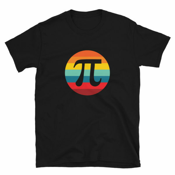 black retro sunset pi day t-shirt