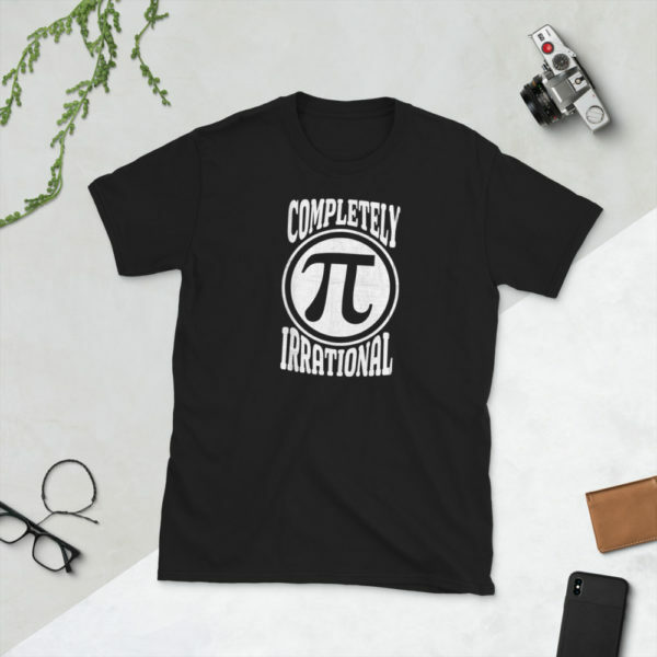 black and white completely irrational pi day shirt