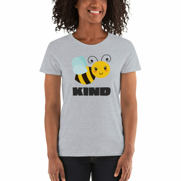 heather gray women's bee kind teacher shirt