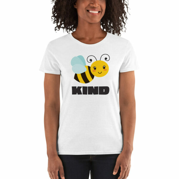 white women's bee kind teacher shirt