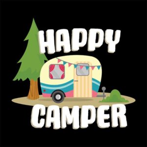 tow behind trailer happy camper t-shirt