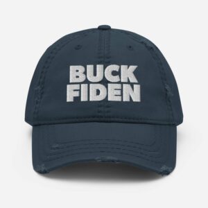 blue distressed embroidered buck fiden conservative republican hat
