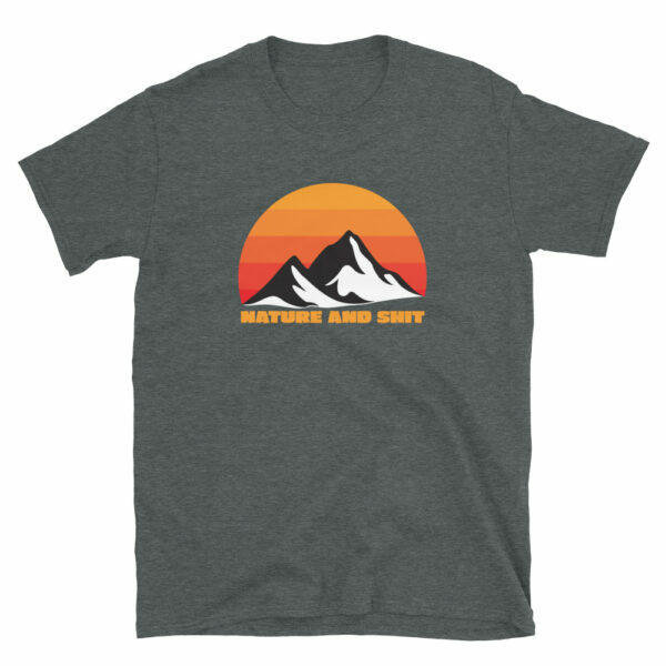 heather nature and shit hiking backpacking t-shirt