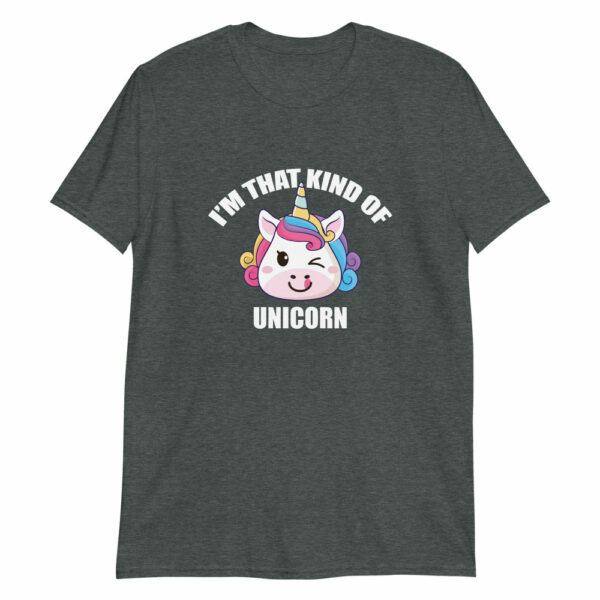 Heather gray women's I'm that kind of Unicorn t-shirt for swingers and threesomes