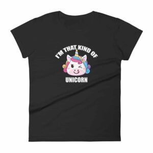 Black Swinger T-shirts for Women with Unicorn