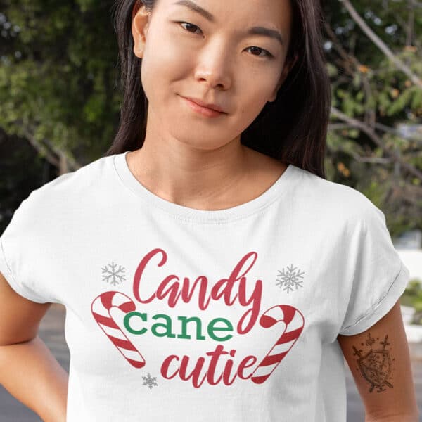 candy cane cutie crop top tshirt for Christmas