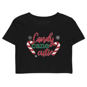 Black Candy Cane Cutie Organic Crop Top