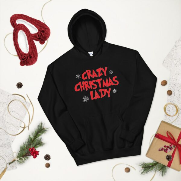 Crazy Christmas Lady Pullover Hoodie - Image 2