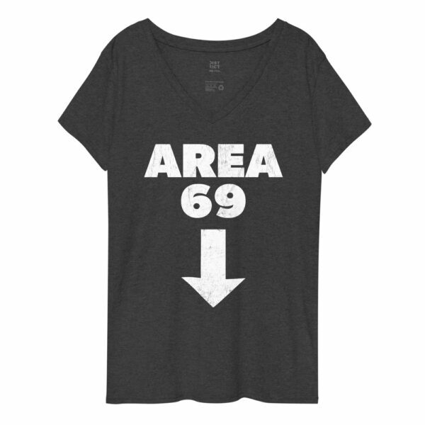 Women’s recycled Area 69 Oral Sex V-neck T-shirt - Image 4