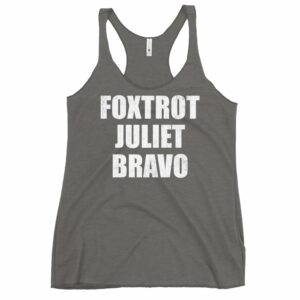 gray Foxtrot Juliet Bravo women's racerback tank