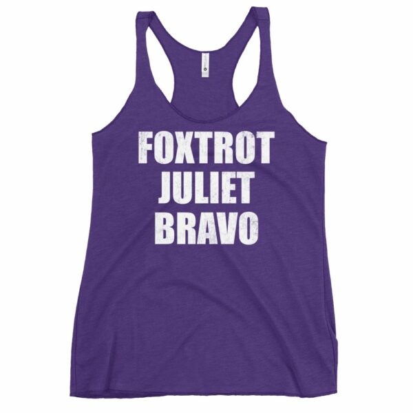purple Foxtrot Juliet Bravo women's racerback tank