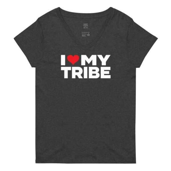 women's v-neck I love my tribe polyam tee