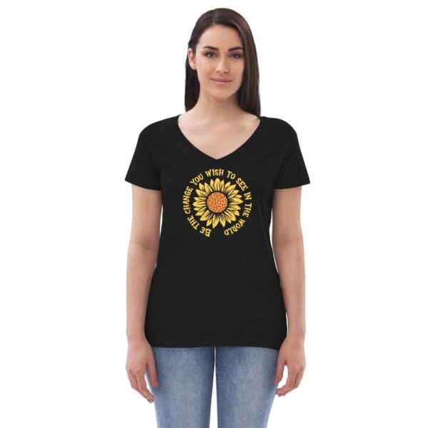 Women’s Eco Friendly Be The Change V-neck T-shirt - Image 3