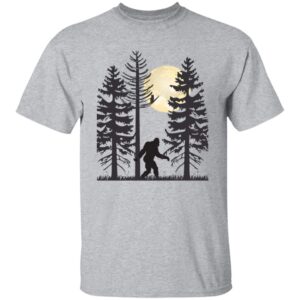 Bigfoot Walking in the Night Under the Moon Light Heather T-shirt Gift for Bigfoot Lovers