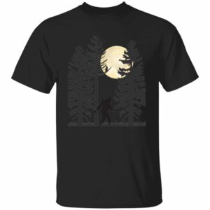 Bigfoot Walking in the Night Under the Moon Black T-shirt Gift for Bigfoot Lovers