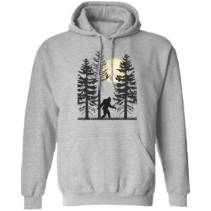 Bigfoot Walking in the Night Under the Moon Light Heather  Pullover Hoodie Gift for Bigfoot Lovers