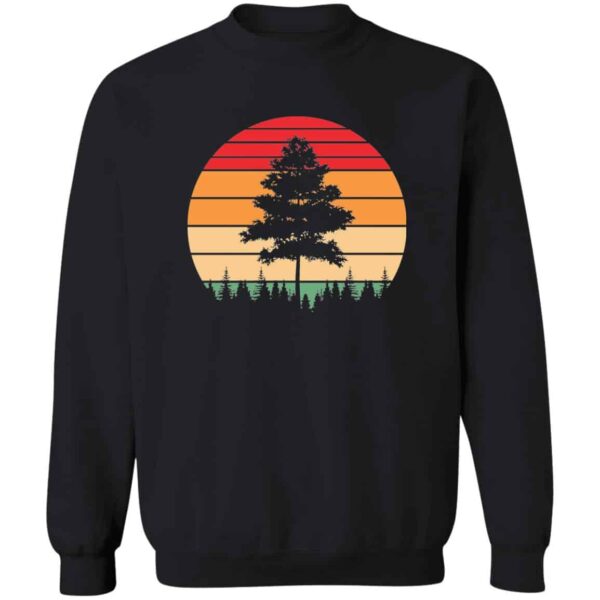 Black Vintage Retro Sunset Single Pine Tree Happy Little Tree sweatshirt