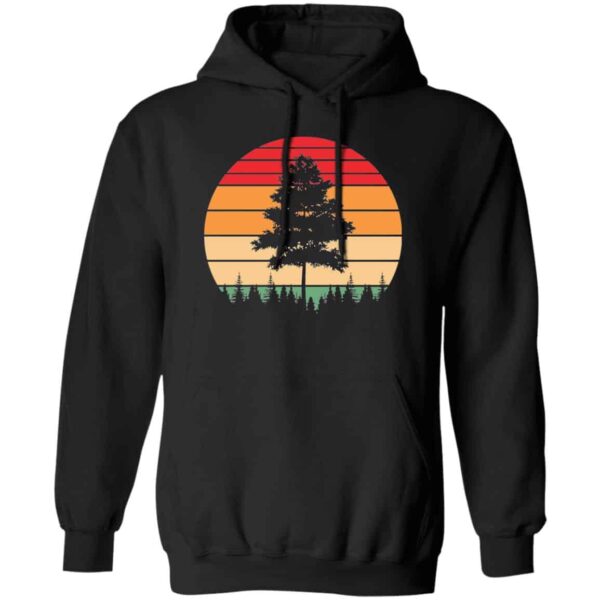 black Vintage Retro Sunset Single Pine Tree Happy Little Tree hoodie