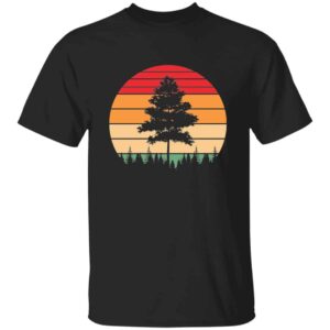 Black Vintage Retro Sunset Single Pine Tree Happy Little Tree t-shirt