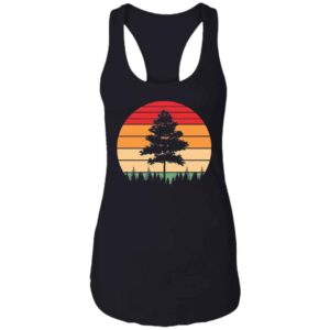 black women's racerback Vintage Retro Sunset Single Pine Tree Happy Little Tree tank top