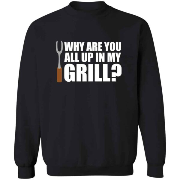 black Why Are You All Up In My Grill funny grilling sweatshirt