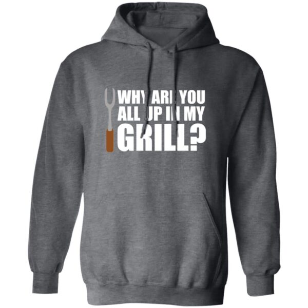 gray Why Are You All Up In My Grill funny grilling hoodie