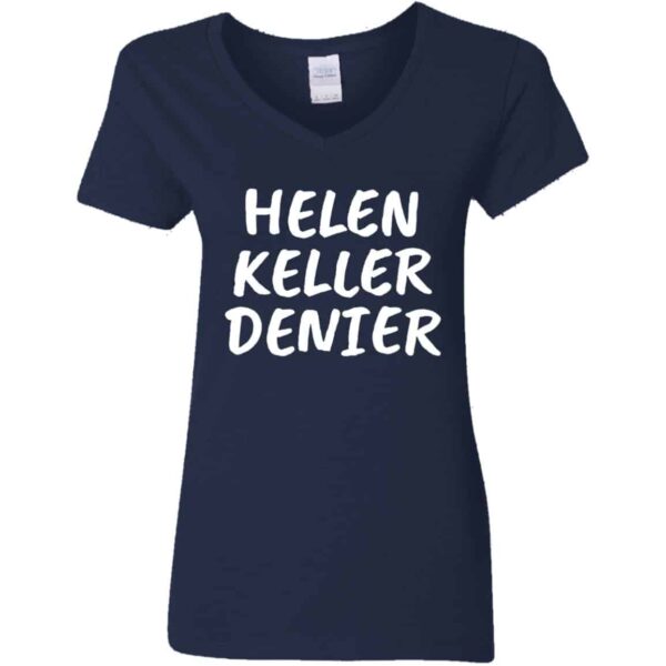 navy women's v-neck Helen Keller Denier t-shirt