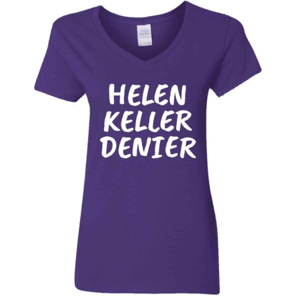 purple women's v-neck Helen Keller Denier t-shirt