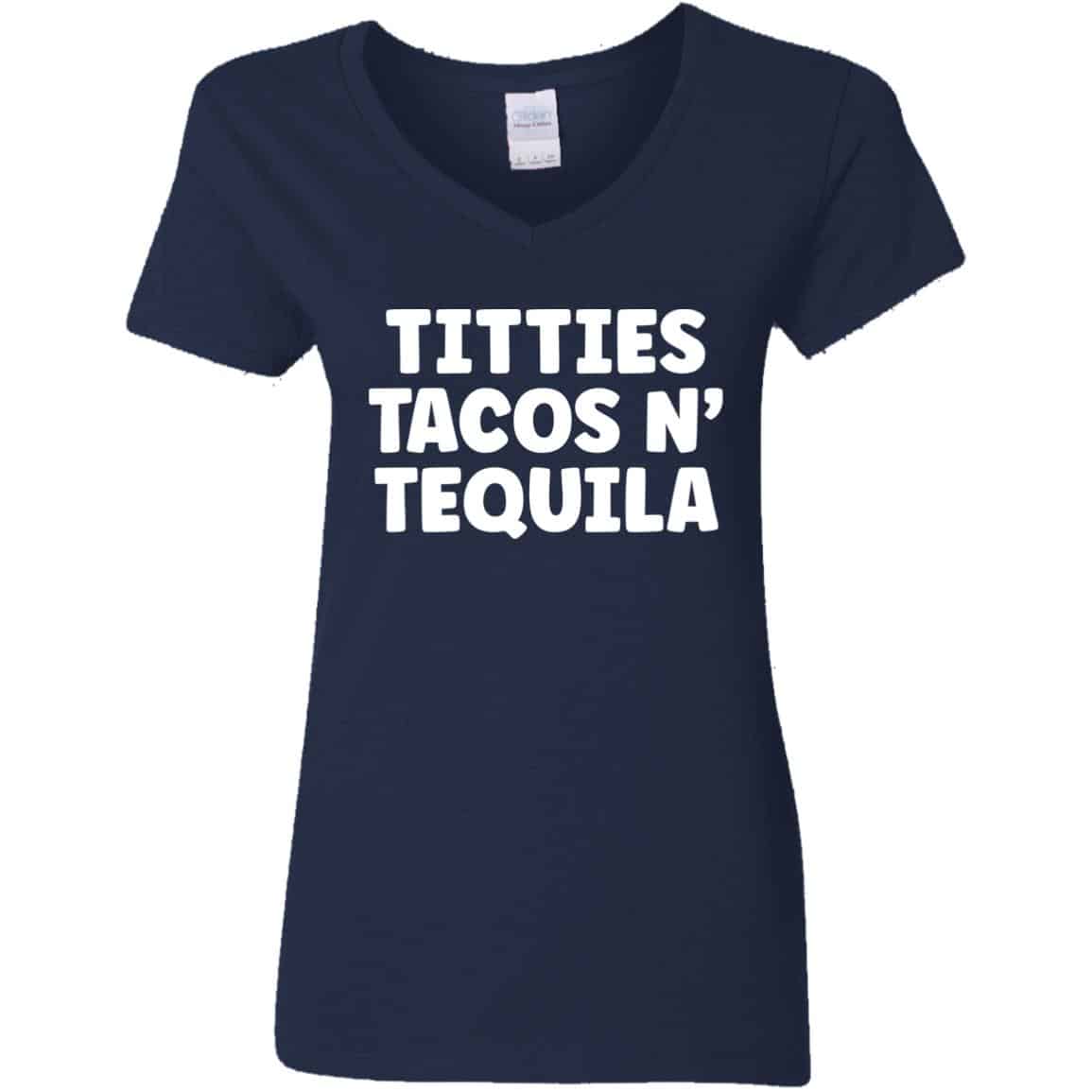 navy Titties, Tacos, N' Tequila tank women's v-neck t-shirt