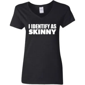 black I identify as skinny women's v-neck t-shirt