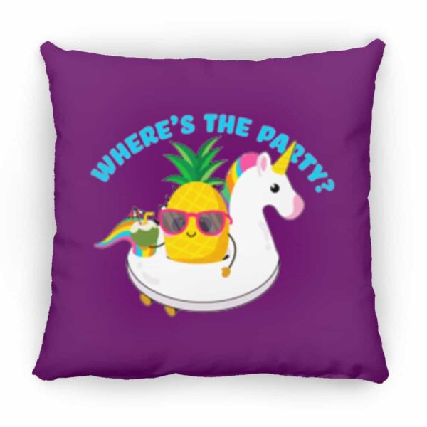 Where's the party unicorn pineapple throw pillow party decore