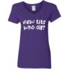 purple new tits who dis? funny women's boob job recovery v-neck t-shirt