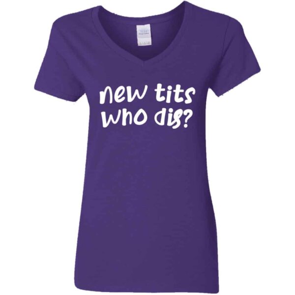 purple new tits who dis? funny women's boob job recovery v-neck t-shirt