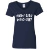navy new tits who dis? funny women's boob job recovery v-neck t-shirt