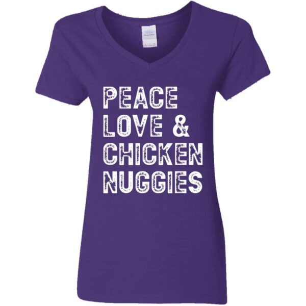 purple Peace, Love & Chicken Nuggies women's v-neck t-shirt