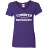 Women's V-neck divorced and ready for intercourse purple t-shirt