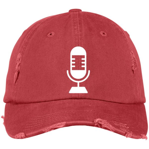 Podcaster Microphone Minimalist Embroidered Distressed Dad Cap - Image 2