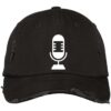 Podcaster Microphone Minimalist Embroidered Distressed Dad Cap
