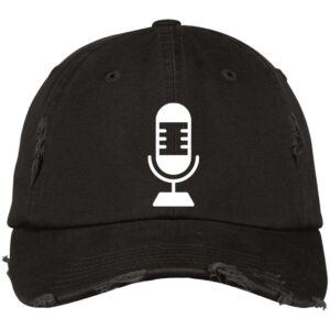 Podcaster Microphone Minimalist Embroidered Distressed Dad Cap