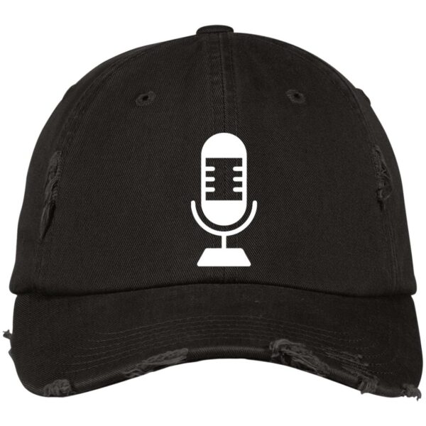 Podcaster Microphone Minimalist Embroidered Distressed Dad Cap