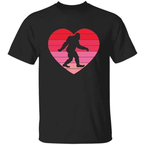 Retro Sunset Heart Bigfoot Valentine's Day T-Shirt