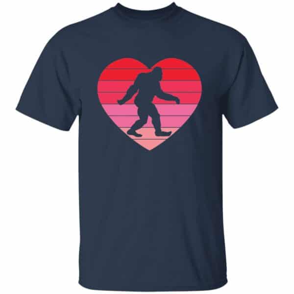 Retro Sunset Heart Bigfoot Valentine's Day T-Shirt - Image 3